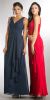 V-Neck Ruched Twist Knot Bust Long Bridesmaid Dress in an alternate image